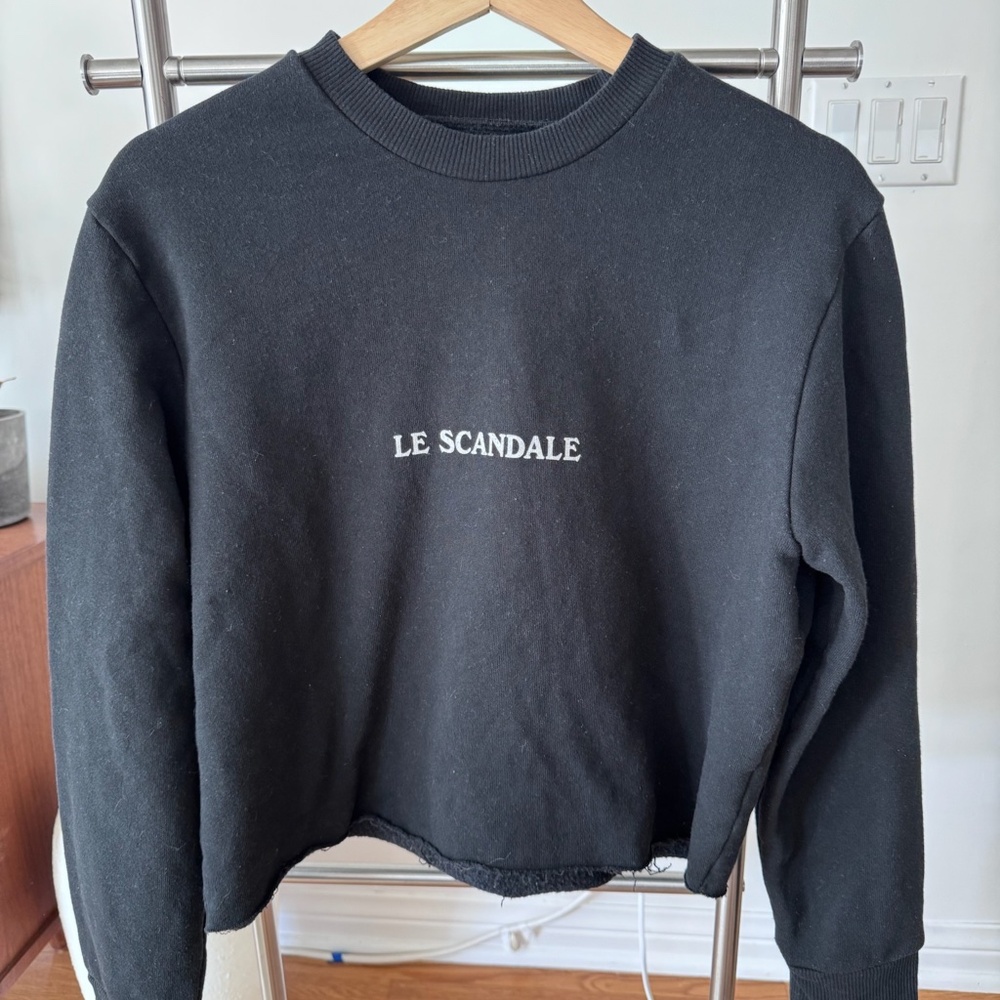 Reformation Crop Pullover Sweatshirt - Black